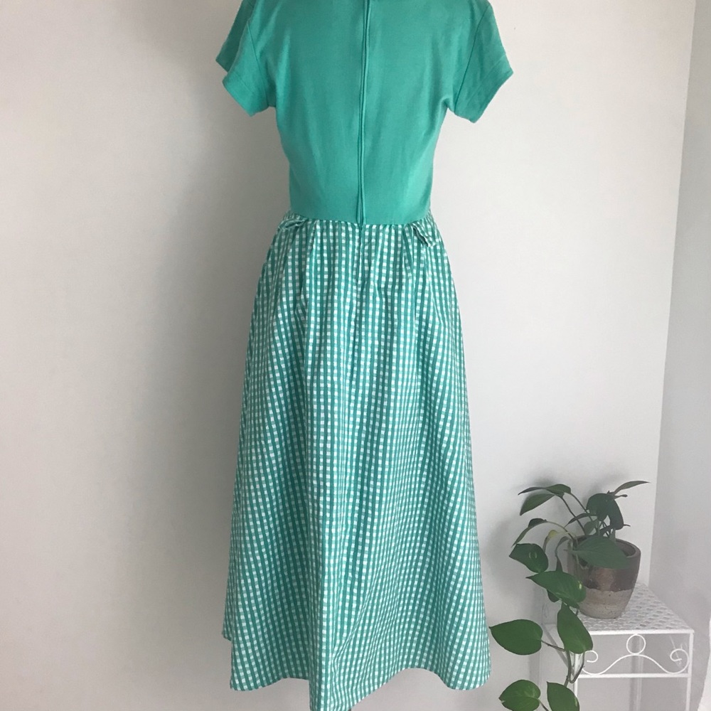 True Vintage Gingham Casual Full Skirt Midi Dress - Picture 11 of 16